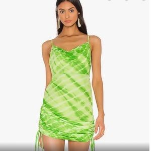 H: Ours Revolve Fidelity Neon Green Tie Dye Cowl Neck Dress Size S